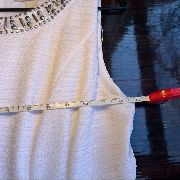 Dress Barn Woman’s Dress White With Sliver Studded Neckline Size 12 - Picture 10 of 11